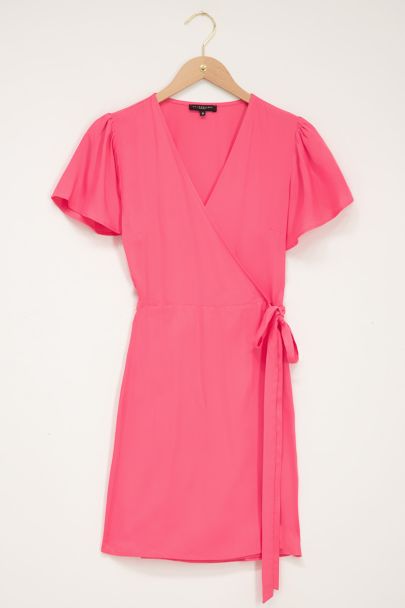 Coral short sleeved wrap dress