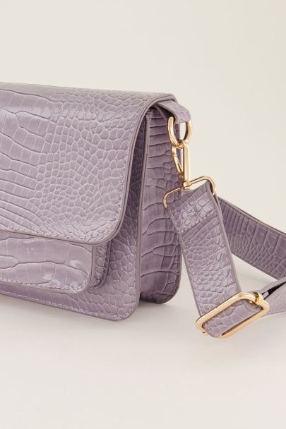 Light purple crocodile print shoulder bag 