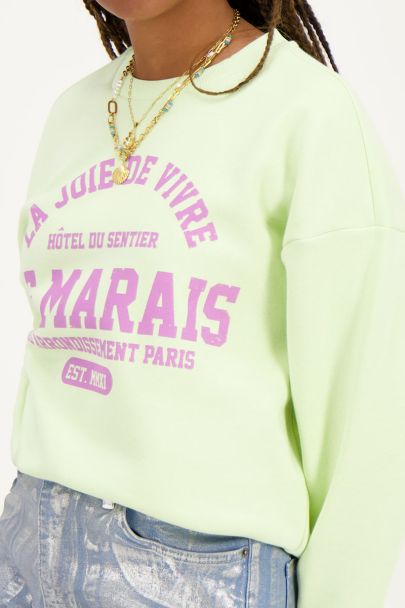 Lichtgroene sweater ''Le Marais''