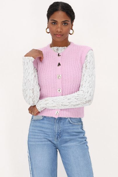 Light pink knit gilet l'amour