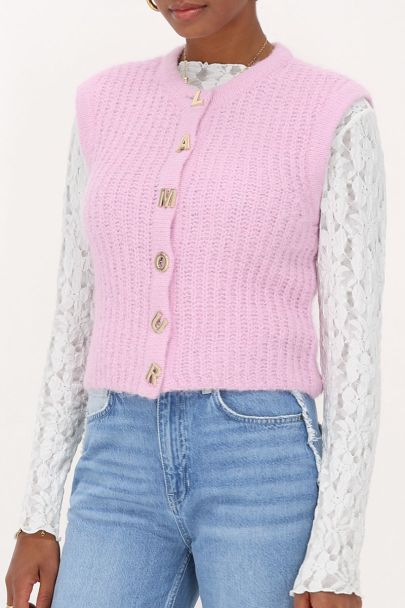 Light pink knit gilet l'amour