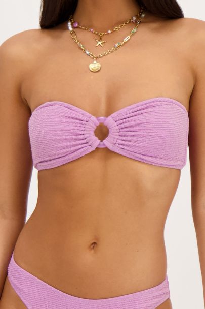 Lilac bandeau bikini top with lurex