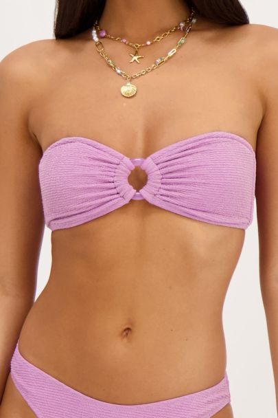 Fliederfarbenes Bandeau-Bikini-Oberteil mit Lurex