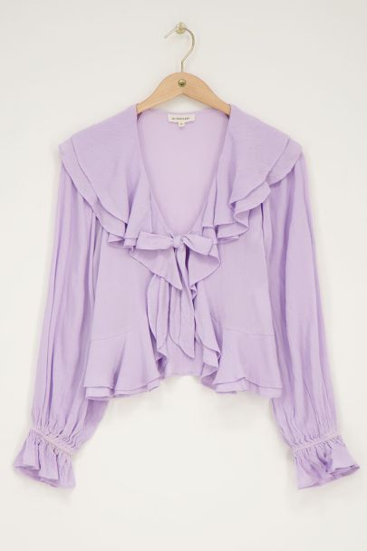 Lila ruffle blouse met strik