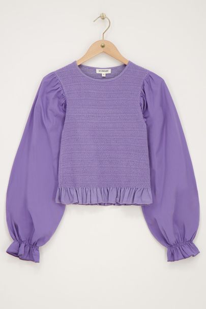 Lila smock top met ruffles