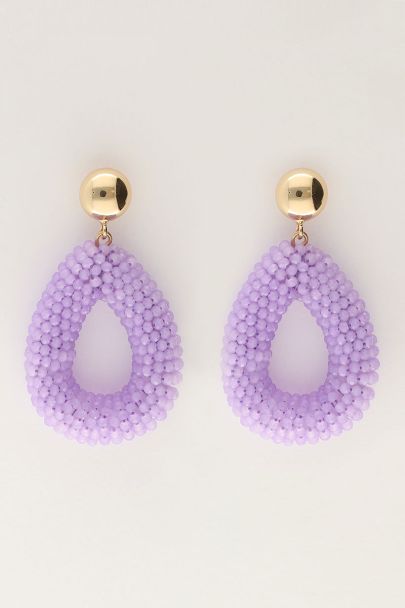 Lilac statement earrings with rhinestones  |  My Jewellery