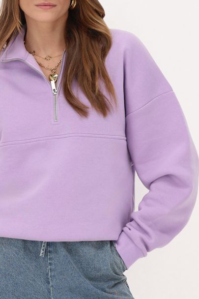 Pull demi-zip lilas