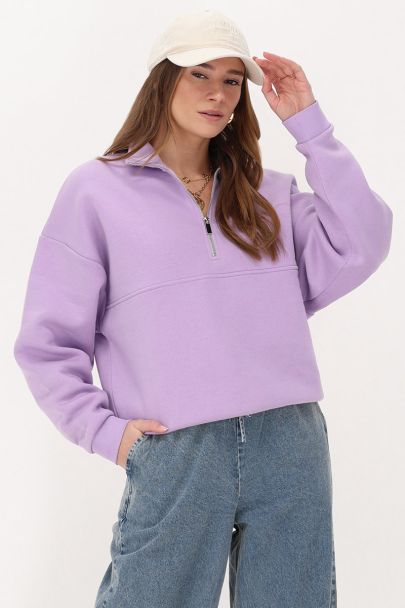 Pull demi-zip lilas