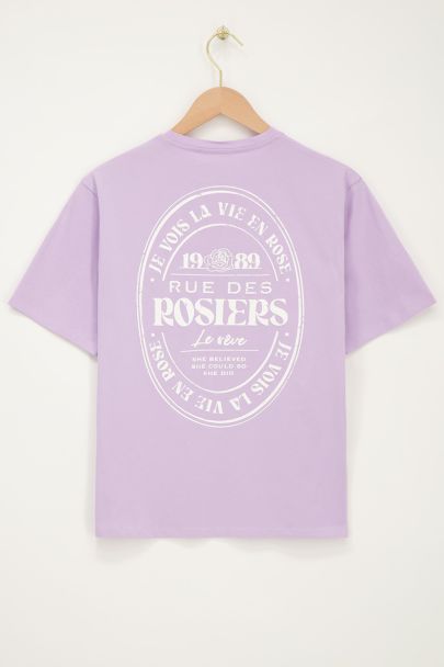 Fliederfarbenes T-Shirt "Rue des rosiers"