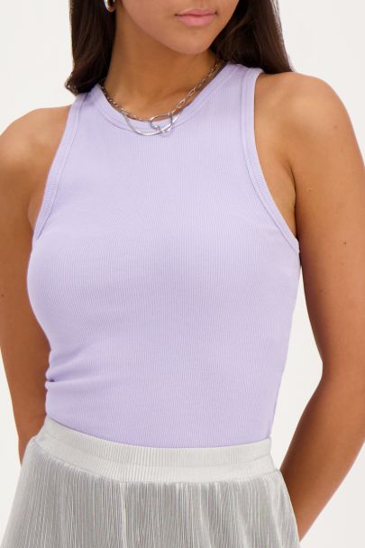 Lila tanktop met rib structuur