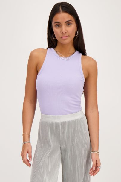 Lila tanktop met rib structuur