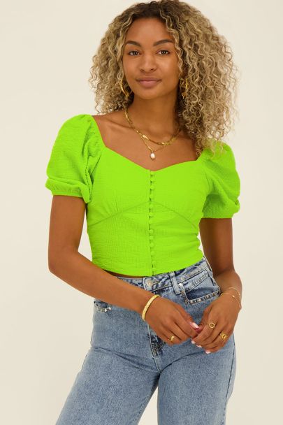 Mint green crop top with buttons