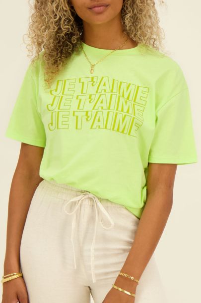 T-shirt vert menthe Je t'aime