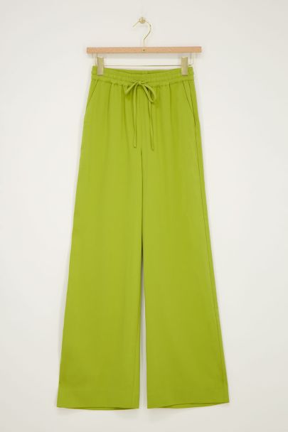 Pantalon large vert citron avec cordon