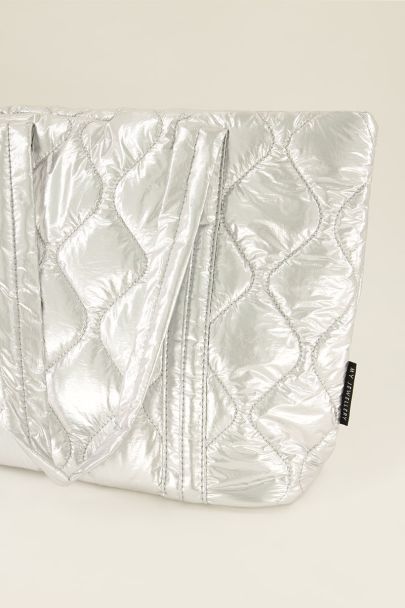 Metallic puffer tote 