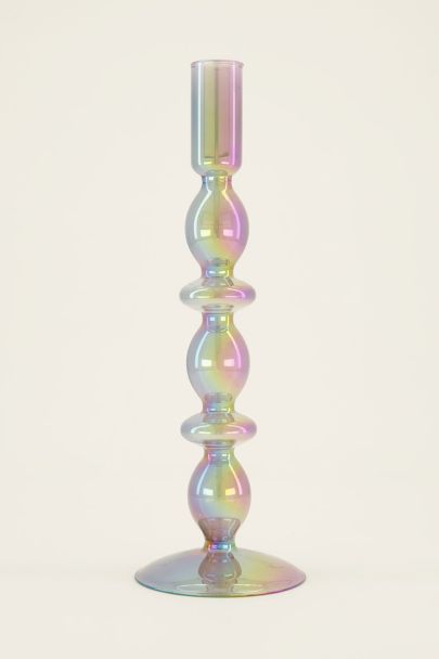 Metallic glazen kandelaar met terugkerende bolling | My Jewellery