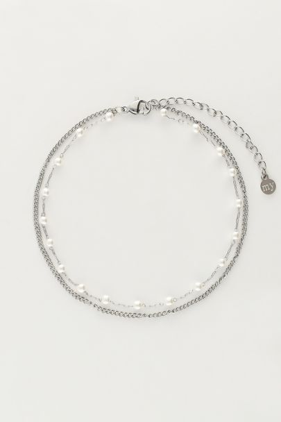 Double bracelet de cheville minimaliste avec des perles 