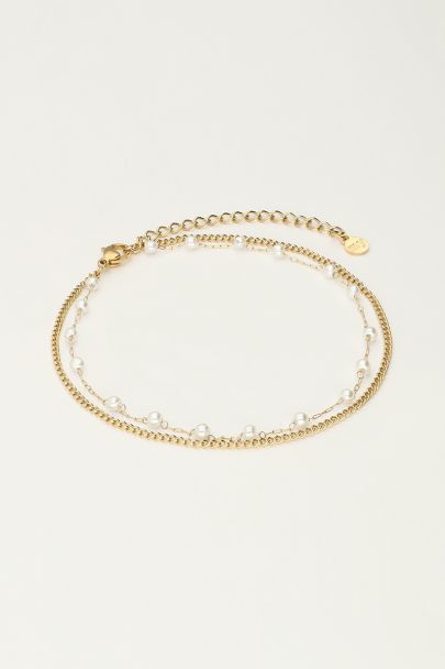 Minimalist double anklet with pearls