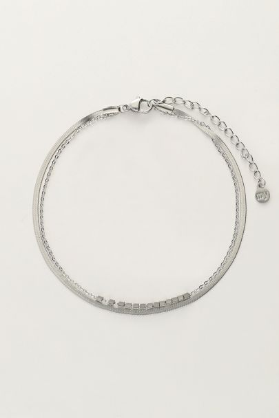 Double bracelet de cheville minimaliste carré