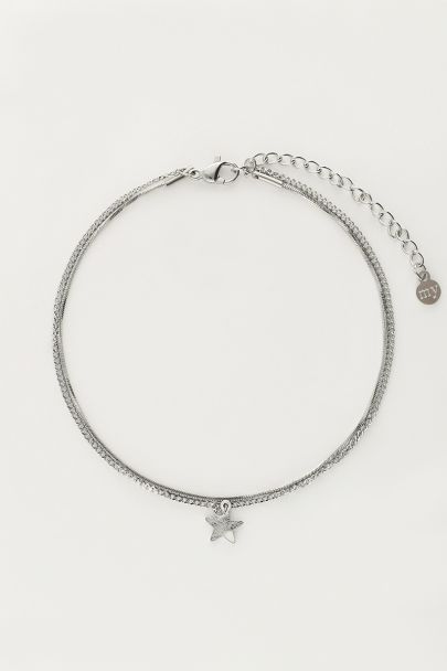 Double bracelet de cheville minimaliste avec charms étoile