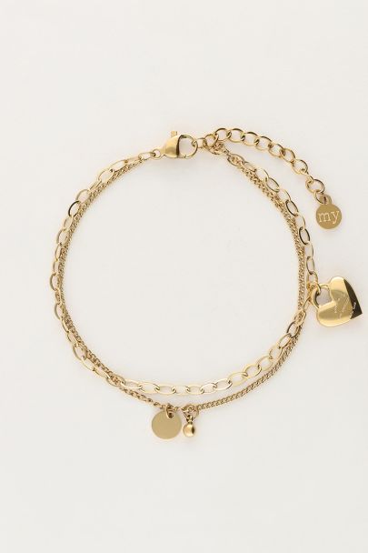 Bracelet double minimaliste avec charms cœur