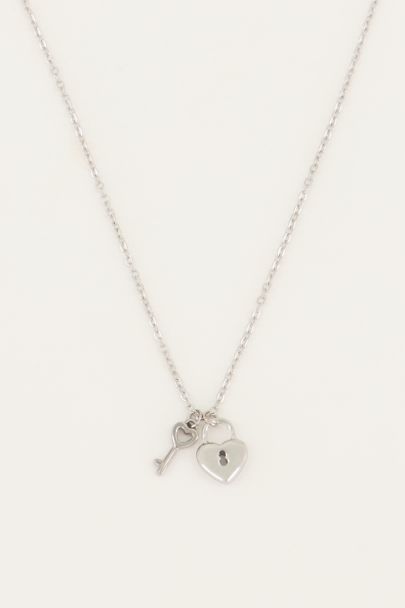 Ketting hartjes slot & sleutel