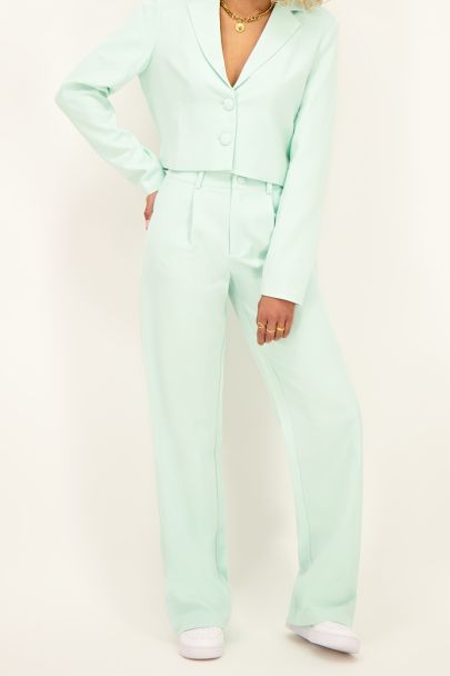 Mint green straight fit trousers