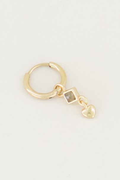 One piece earring Labradorite & heart, labradorite earrings