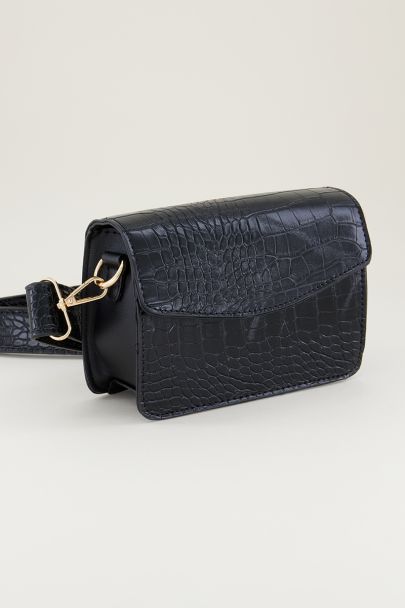 Sac noir imprimé serpent à bandoulière large