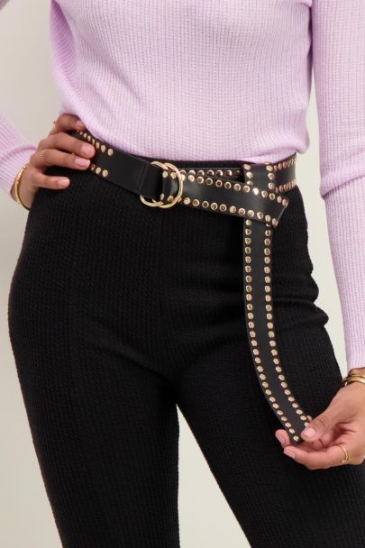 Wide belt with gold studs