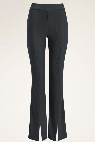 Grijze flared broek met structuur | My Jewellery