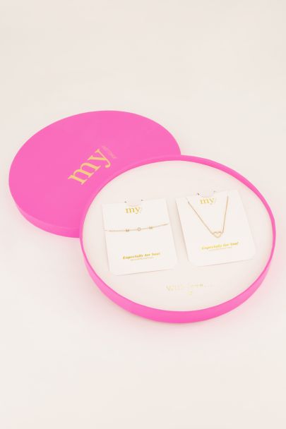 Giftbox mom armbandje & hartjes ketting