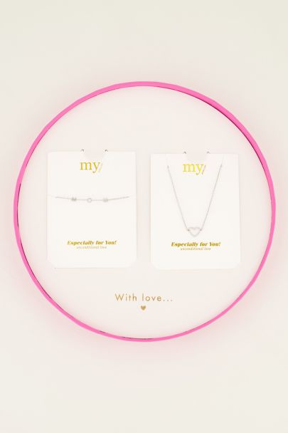 Gift box mom bracelet & hearts necklace