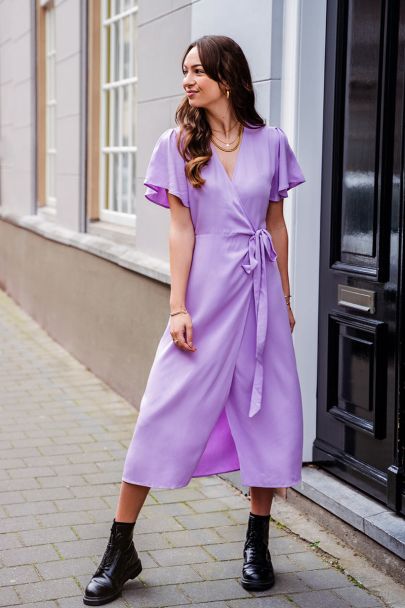  Lilac midi wrap dress