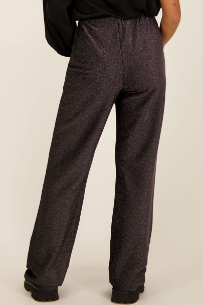 Zwarte glitter straight fit broek