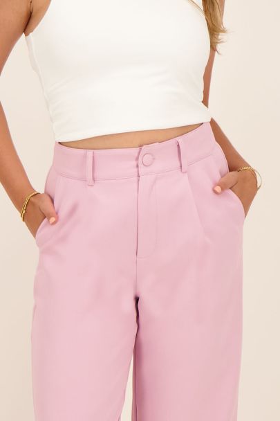 Light pink straight fit trousers
