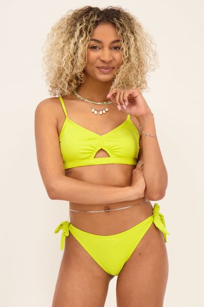 Limonengrünes Bikini Unterteil mit Schleife