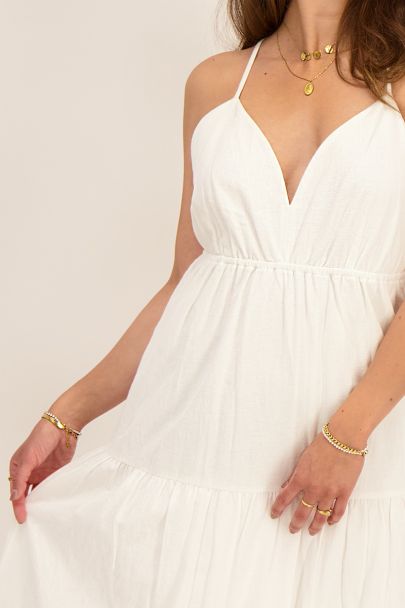 White cross-back maxi cami dress
