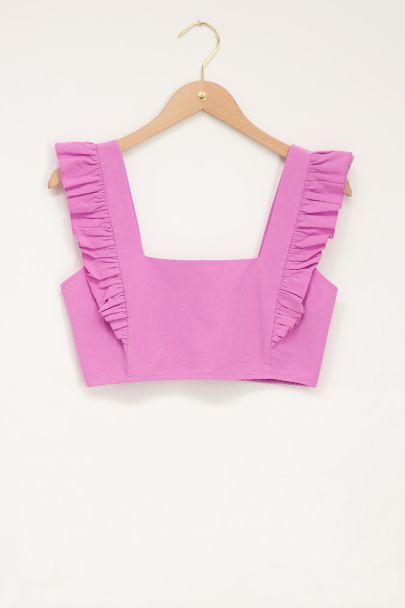 Lichtroze cropped top met ruffles