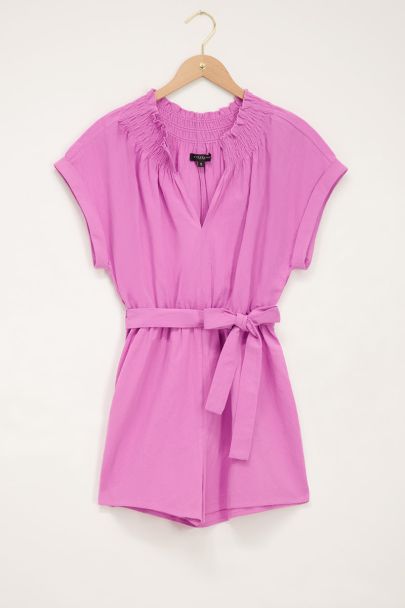 Pink linen look playsuit