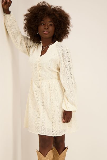 Off-white crochet shirt dress