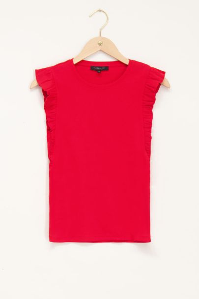 Red ruffled t-shirt