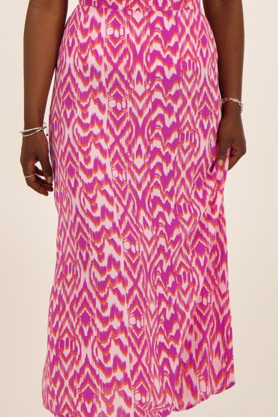 Purple ikat print midi skirt