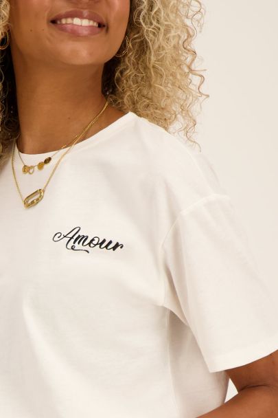 Weißes T-Shirt mit "Amour" Aufdruck
