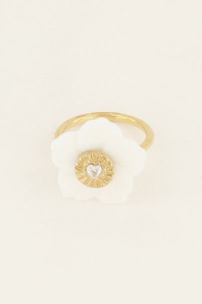 Souvenir ring met grote hibiscus bloem