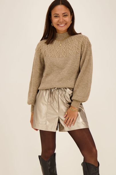 Beige sweater with detailed collar