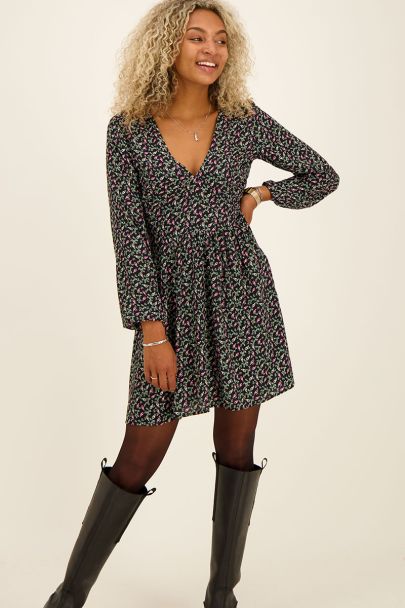 Multicoloured paisley print dress with long sleeves