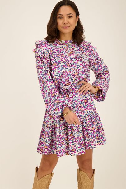 Robe blanche motif cachemire