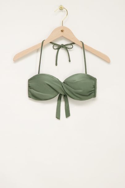 Groen glanzende bikini top met twist