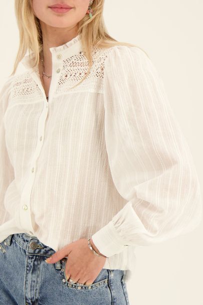 White blouse with lace straps